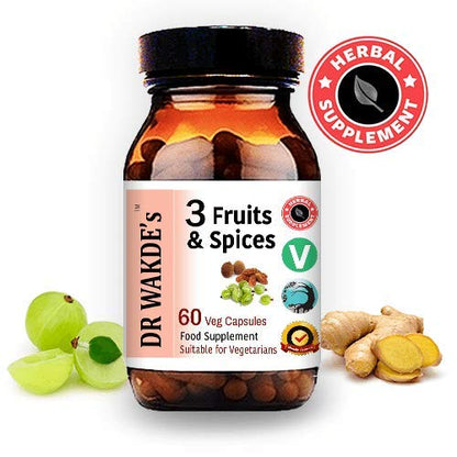 Dr Wakde's 3 Fruits And Spices Ayurvedic Supplement Bottle