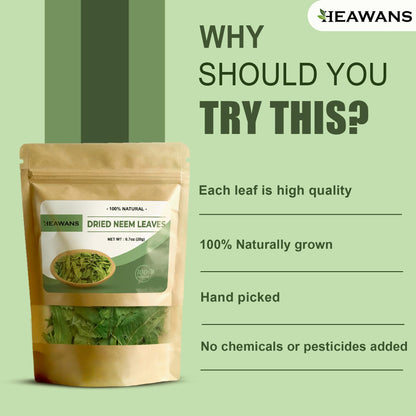 Heawans Naturally Grown Dried Whole Neem Leaves label details