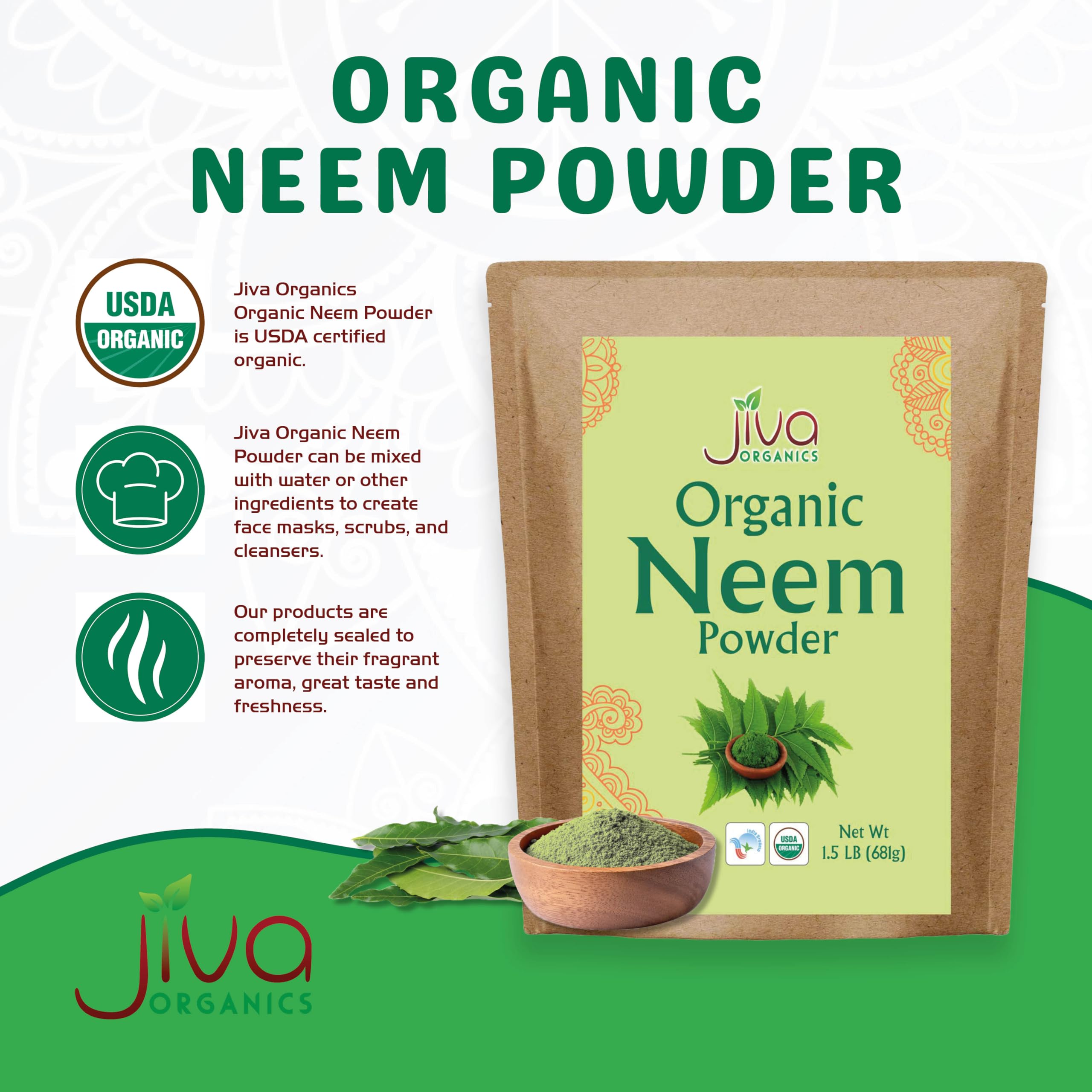 Jiva Organics Organic Neem Leaf Powder Bulk Bag Packaging