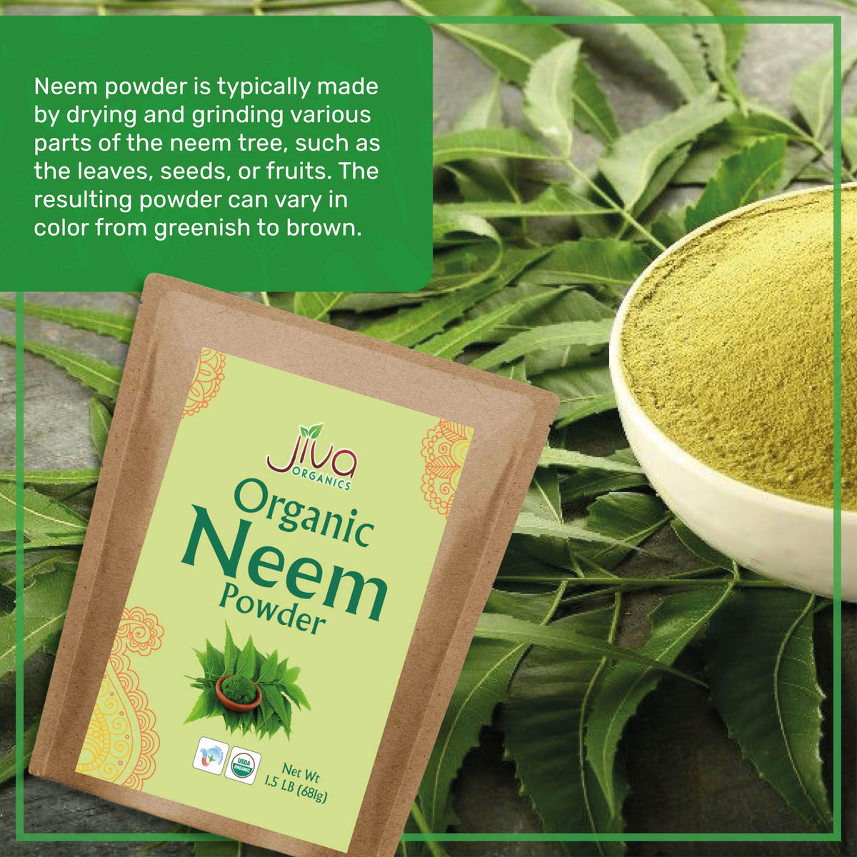 Jiva Organics Neem Powder USDA Organic Certification Label