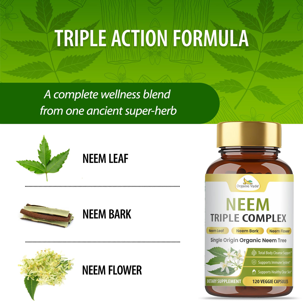Organic Veda Neem Triple Complex capsules ingredient details
