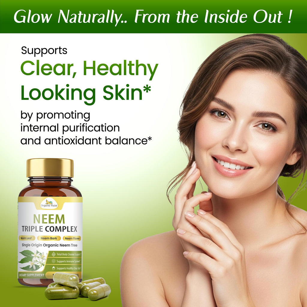 Organic Veda Neem Triple Complex packaging and bottle