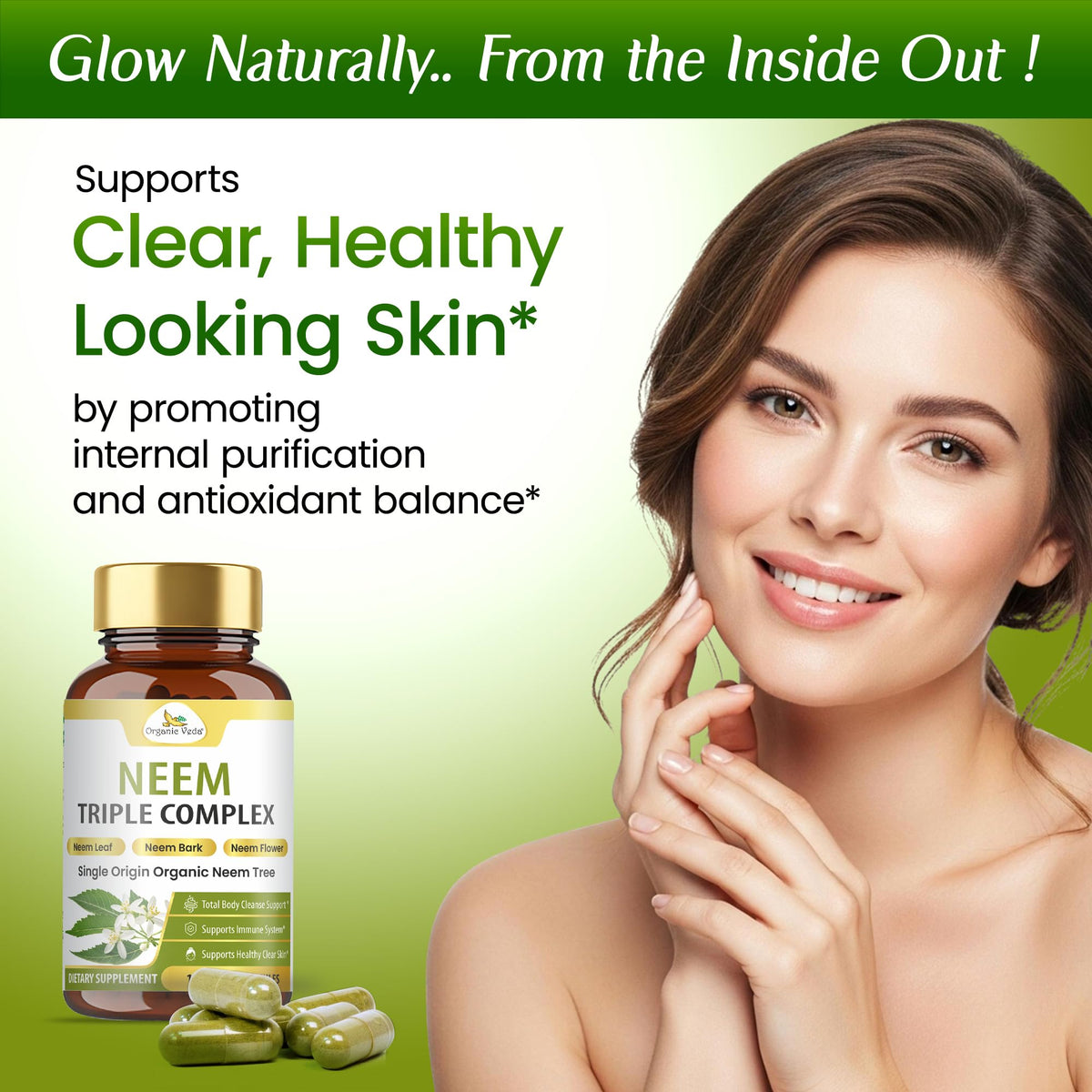 Organic Veda Neem Triple Complex packaging and bottle