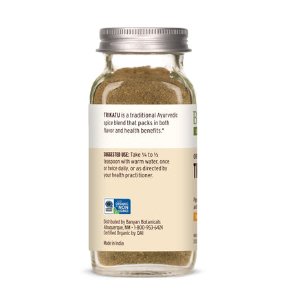 Banyan Botanicals Trikatu Powder and warm water preparation
