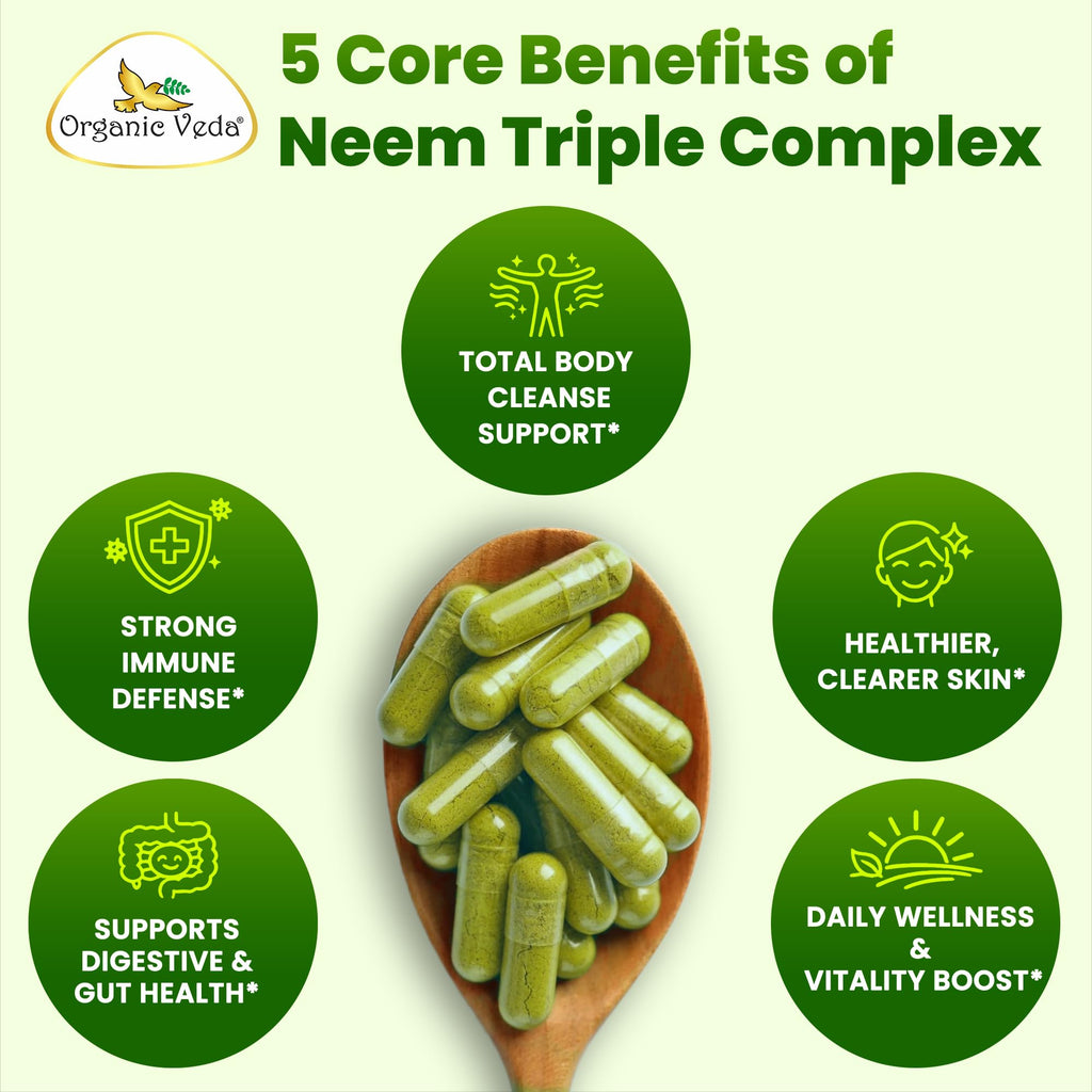 Organic Veda Neem Triple Complex sealed bottle top