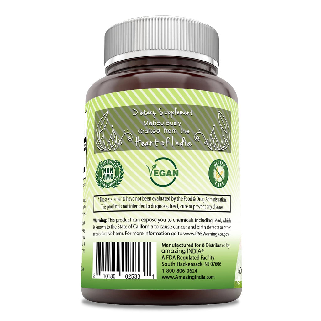 Amazing India Neem supplement bottle back label details