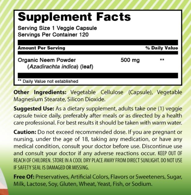 Amazing India Neem natural herbal supplement packaging