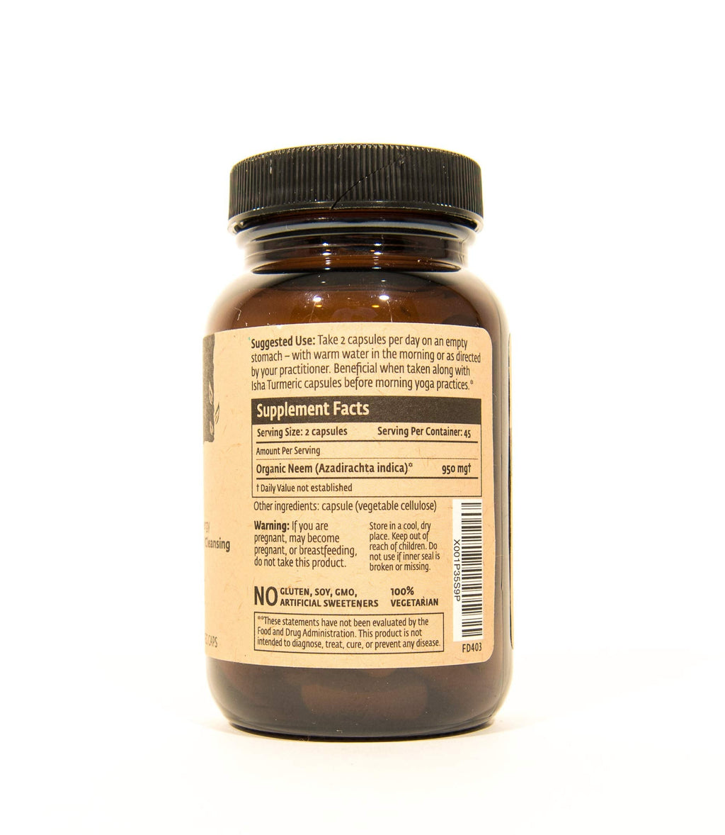 Isha Organic Neem Vegetarian Capsules Supplement Facts