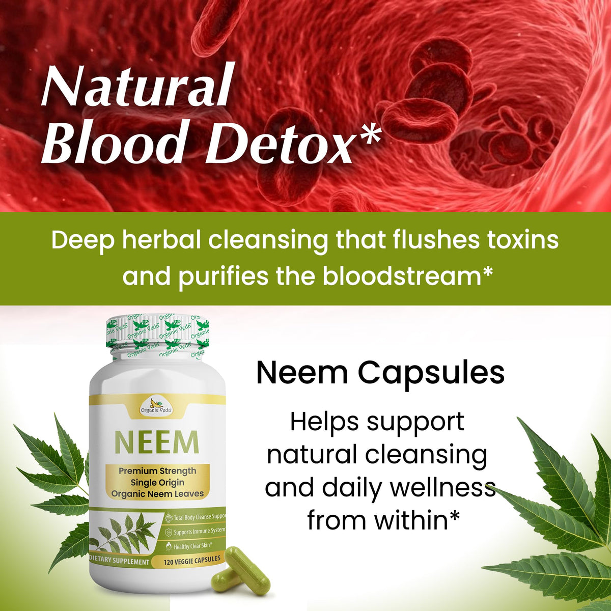 Organic Veda Neem daily wellness herbal supplement packaging