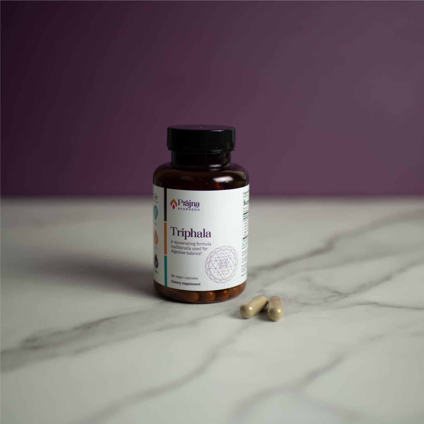 Healthy Directions Prajna Triphala side label showing dosage and directions