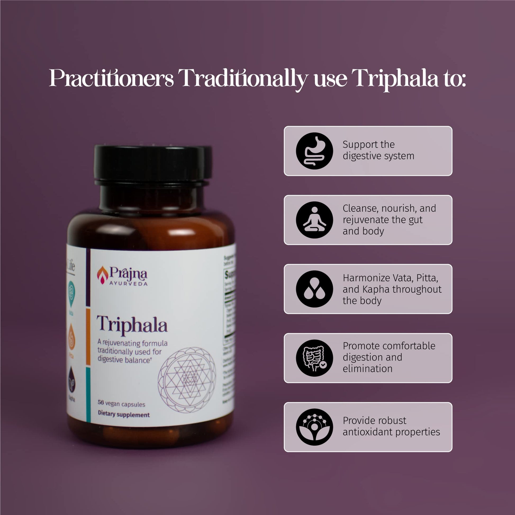 Authentic imported Healthy Directions Triphala bottle for digestive health
