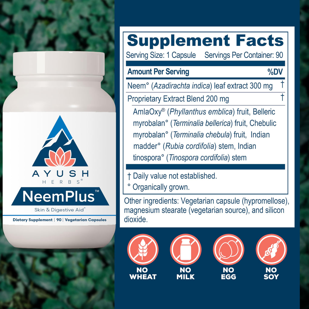 Ayush Herbs Neem Plus Gut And Skin Support Vegetarian Capsules