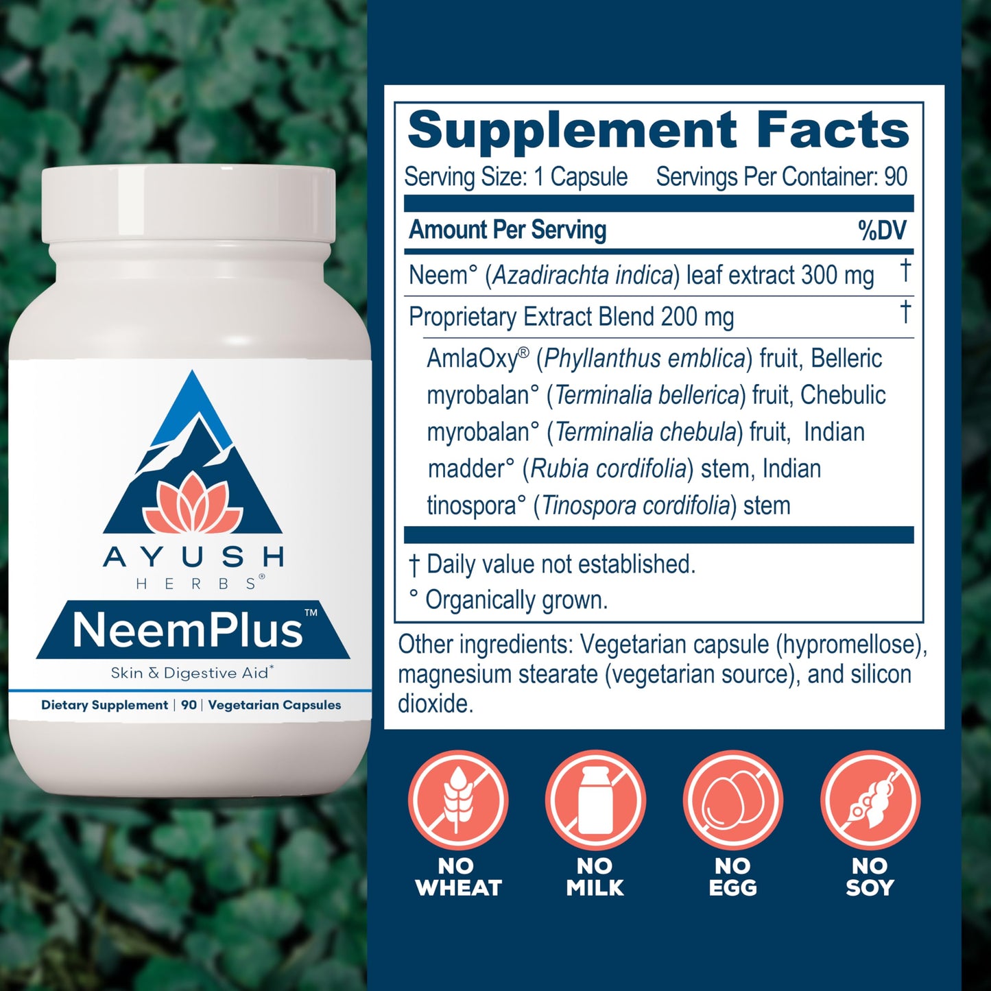 Ayush Herbs Neem Plus Gut And Skin Support Vegetarian Capsules