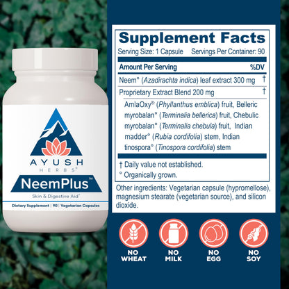 Ayush Herbs Neem Plus Gut And Skin Support Vegetarian Capsules