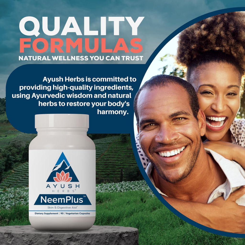 Ayush Herbs Neem Plus Authentic USA Imported Supplement Packaging