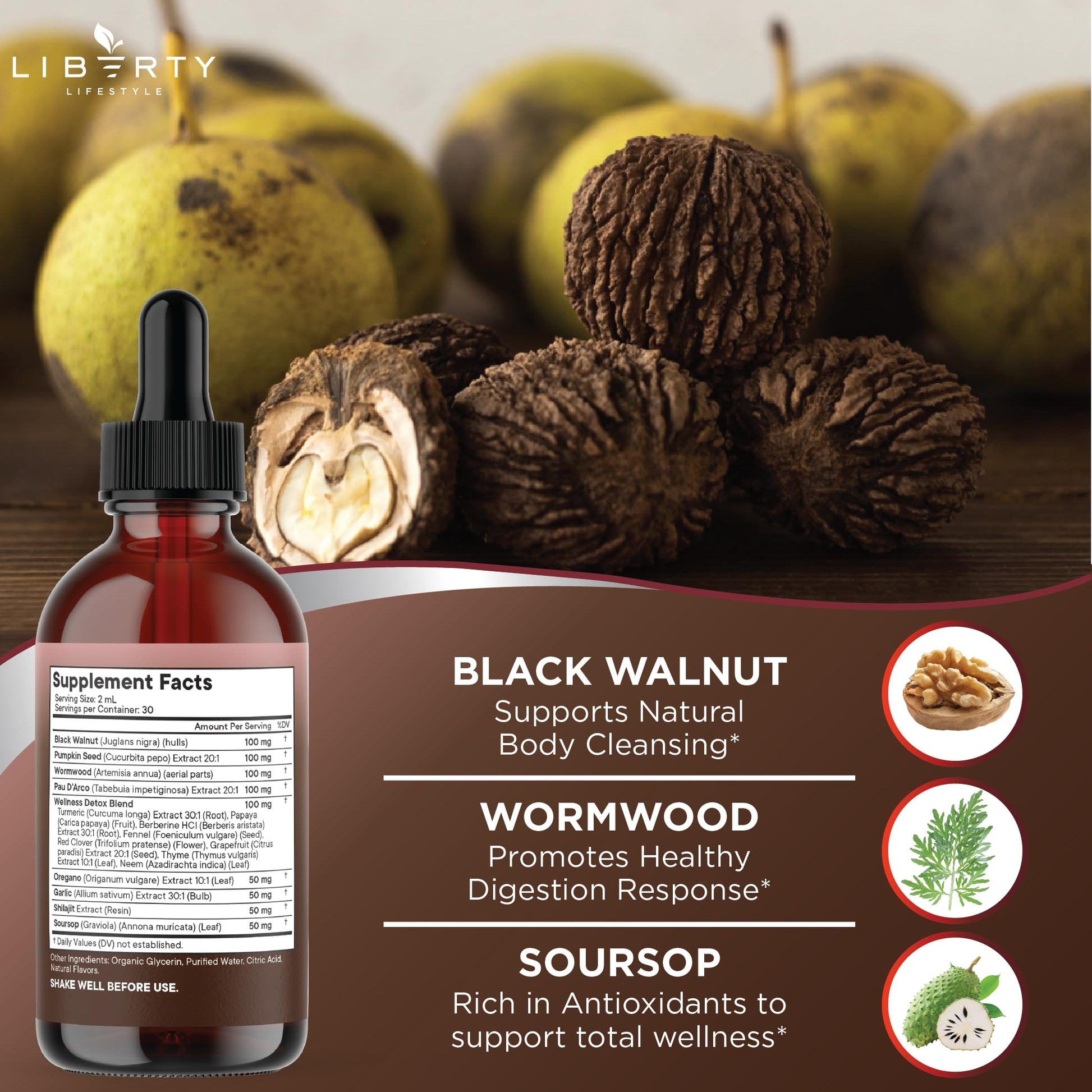 Liberty Lifestyle Defend Wormwood and Black Walnut Liquid Drops texture and consistency