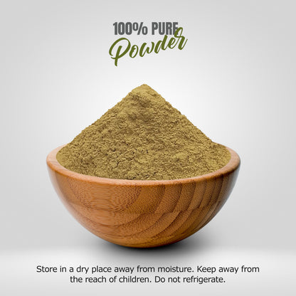 Back label view of Herbsforever Triphala powder showing organic ingredients and usage guidelines