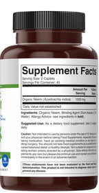 Brieofood Organic Neem 1500mg premium vegetarian tablets