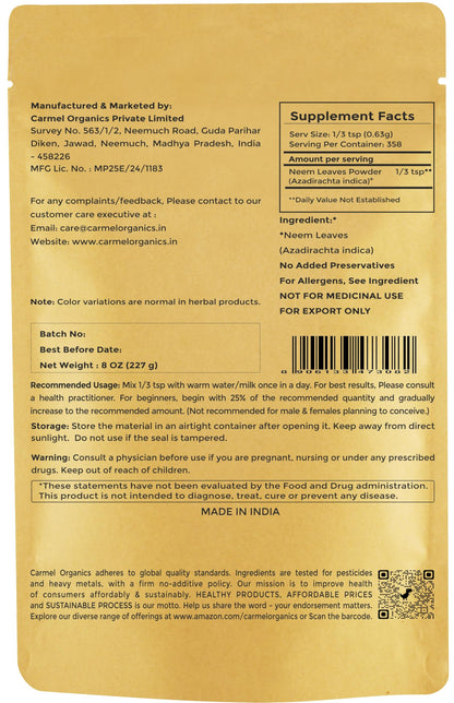 Organic neem leaf powder packaging pouch