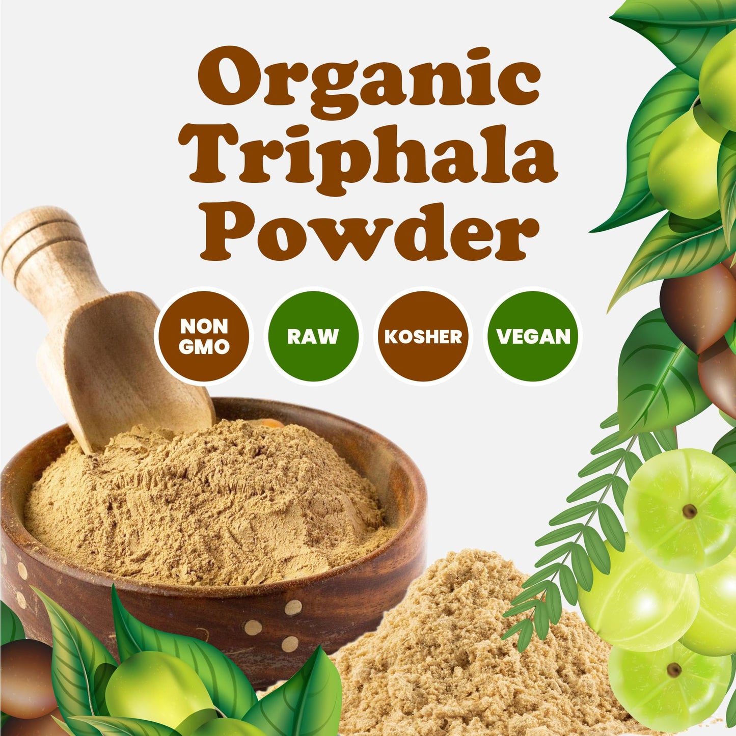 USA imported raw vegan Triphala supplement ingredients label view