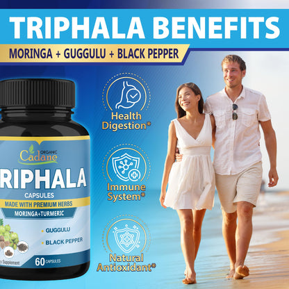 Authentic Organic Cadane Triphala 60 capsules dietary supplement for stomach care