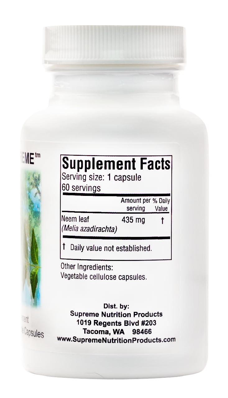 Supreme Nutrition Melia Supreme Vegetarian Capsules Bottle Label