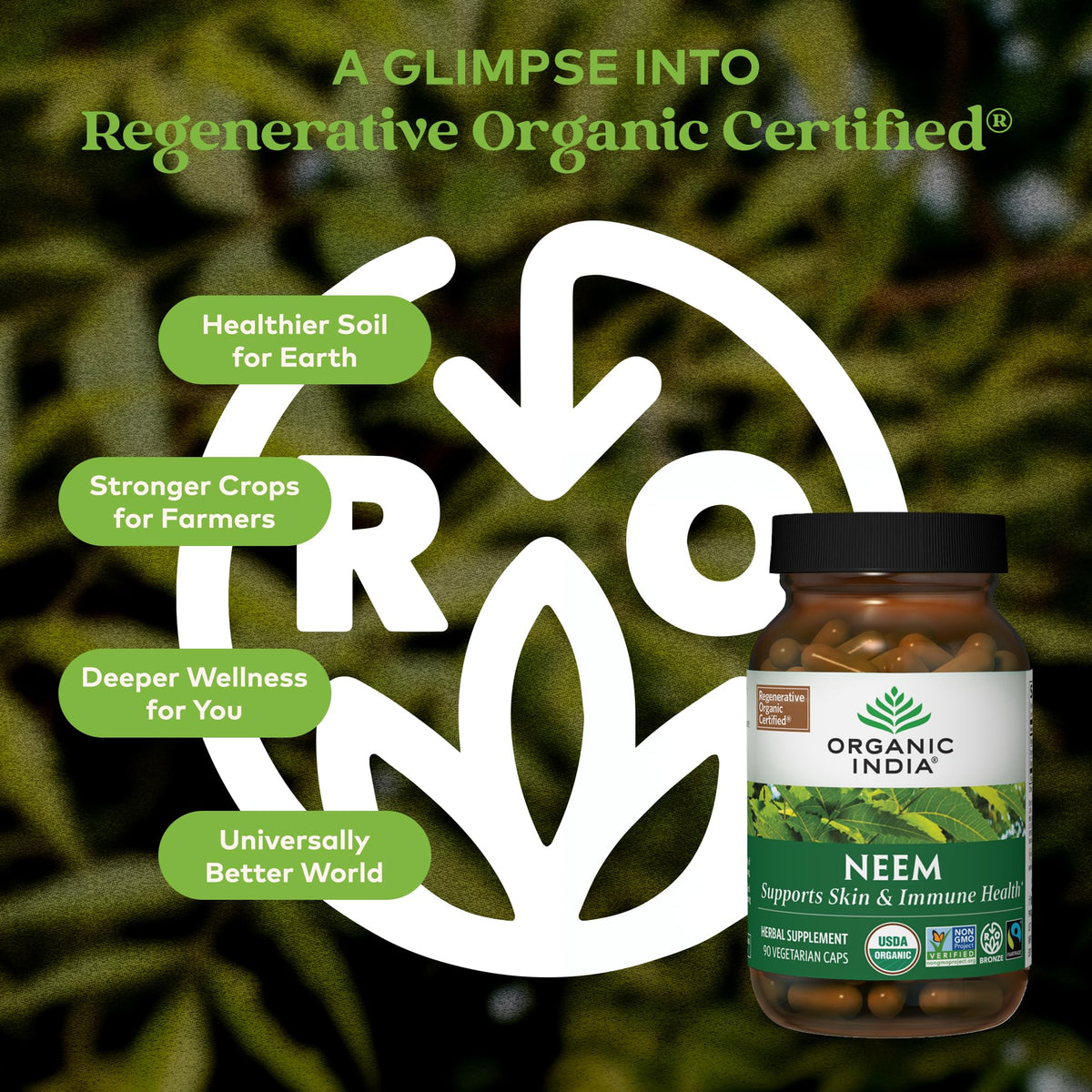 Organic India Neem Leaf vegetarian capsules supplement bottle