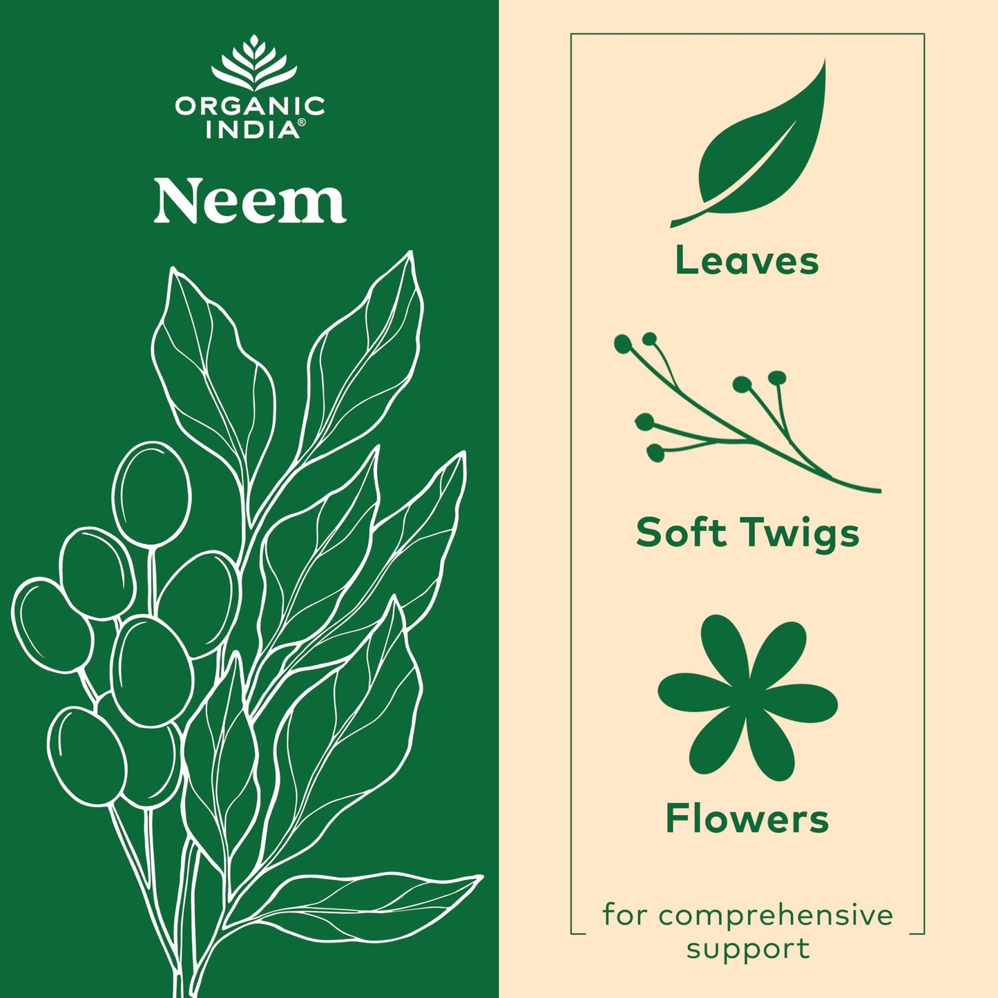 USDA organic and vegan certified neem leaf herbal supplement