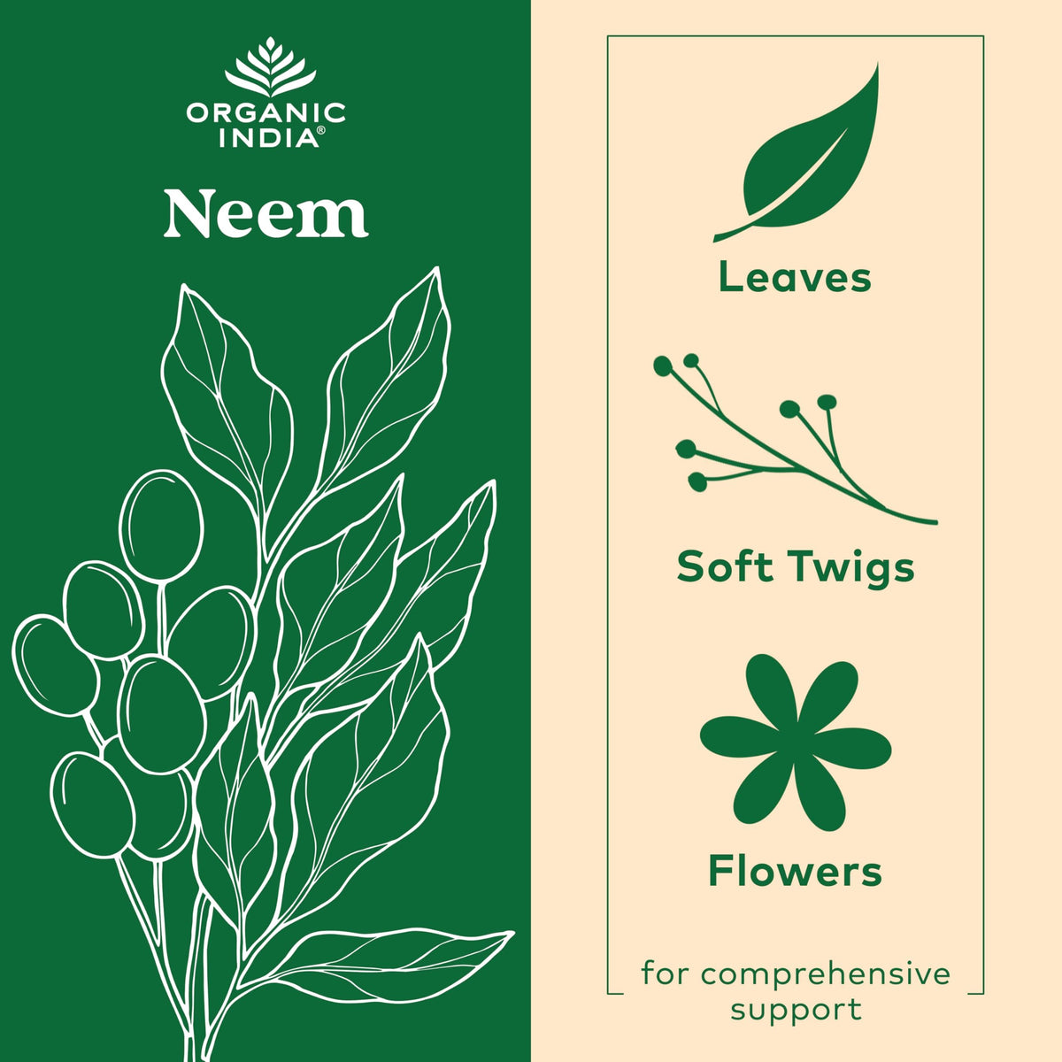 USDA organic and vegan certified neem leaf herbal supplement