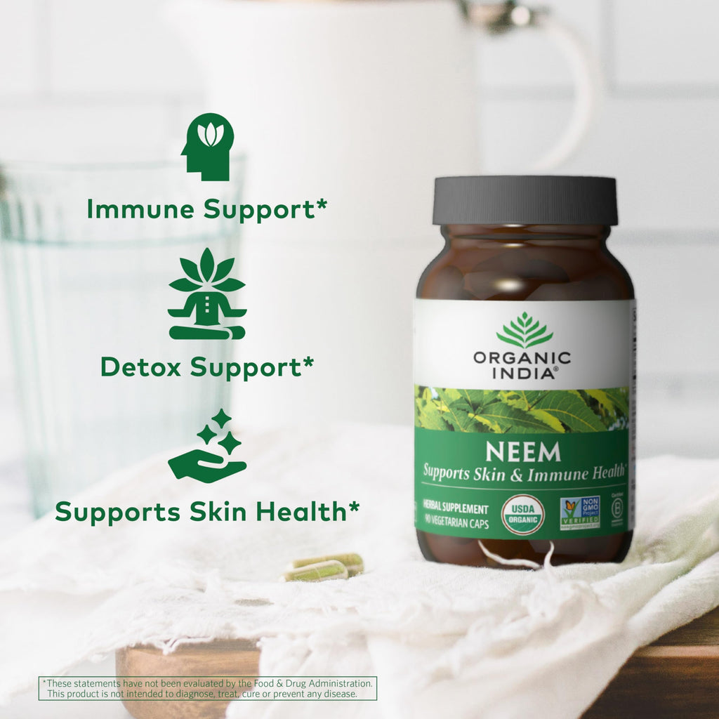 Organic India immune support neem capsules back label