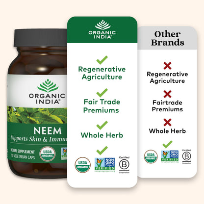 Authentic Organic India neem supplement import package