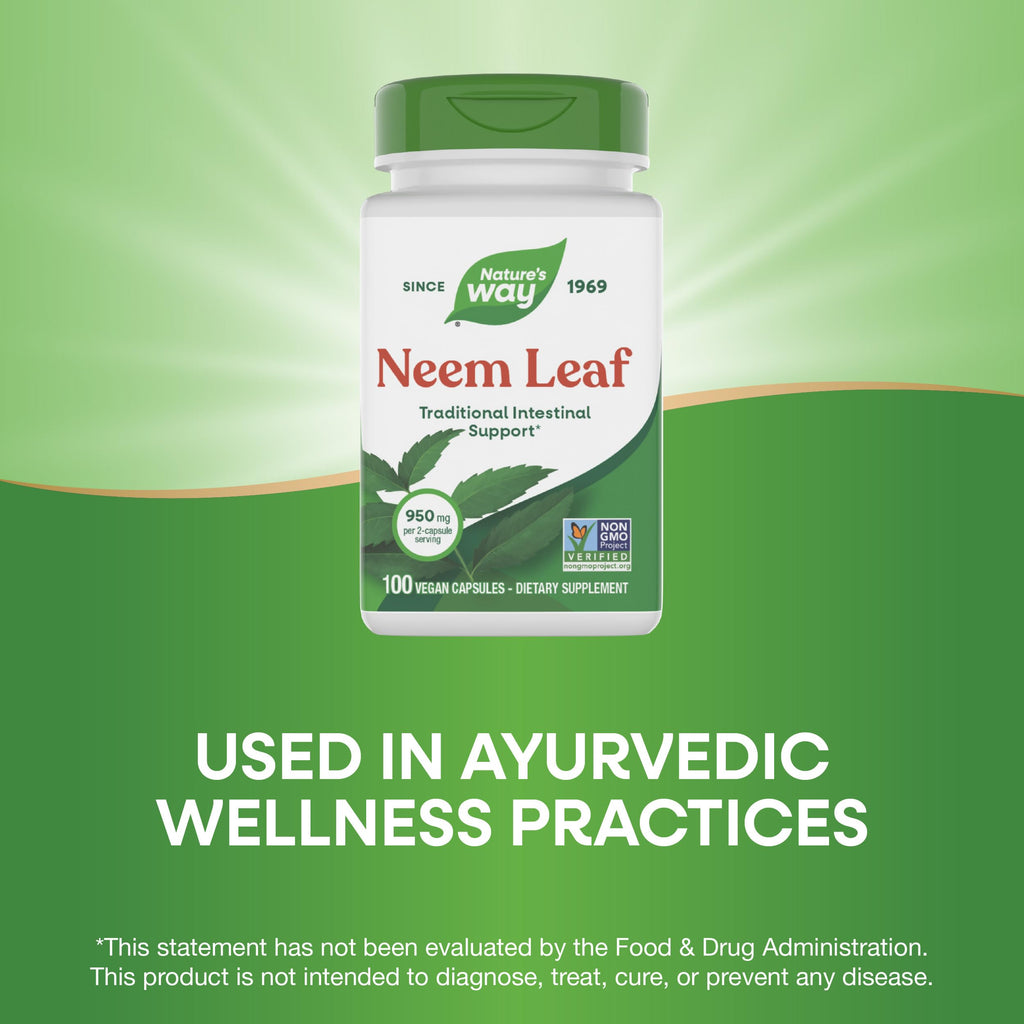 Nature's Way Neem Leaf vegan capsules close up