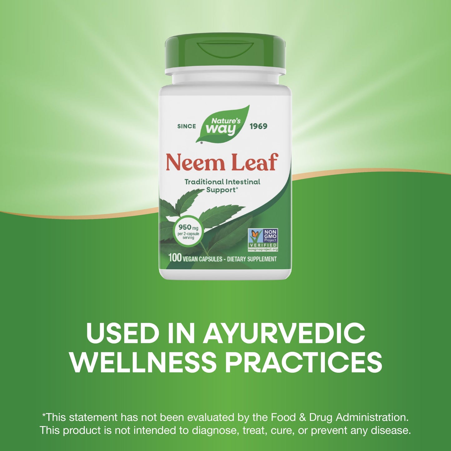 Nature's Way Neem Leaf vegan capsules close up