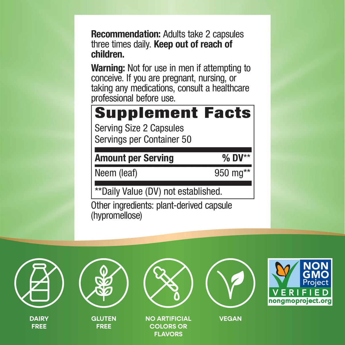 Nature's Way Neem Leaf traditional Ayurvedic herbal supplement packaging