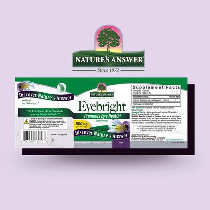 Nature's Answer Eyebright supplement bottle label details