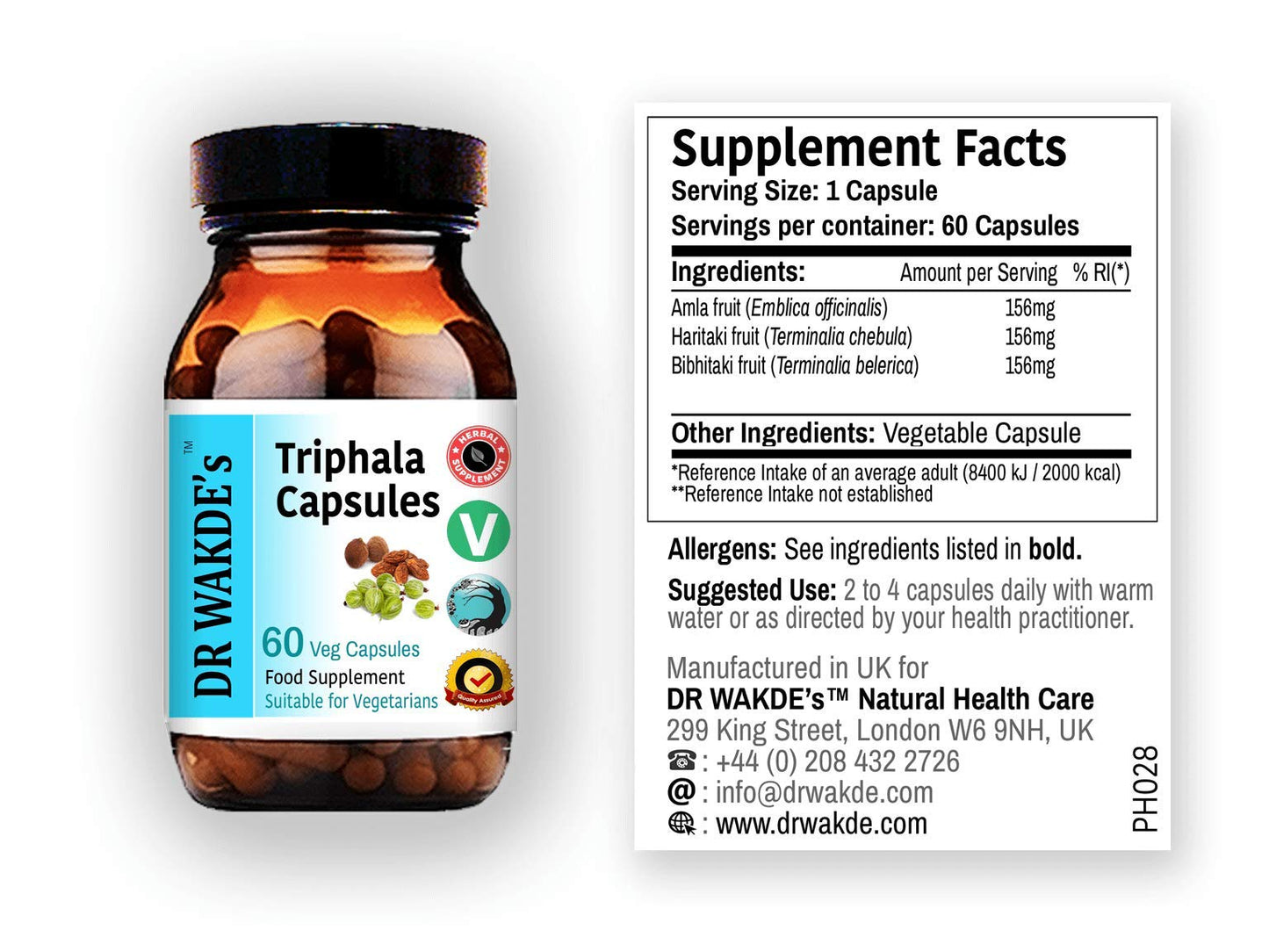 Premium imported packaging of DR WAKDE'S plant based Ayurvedic capsules.