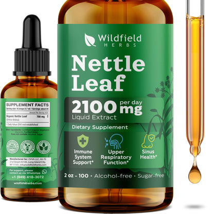 Wildfield Herbs Nettle Leaf Liquid Extract 2 ounce packaging showing supplement facts