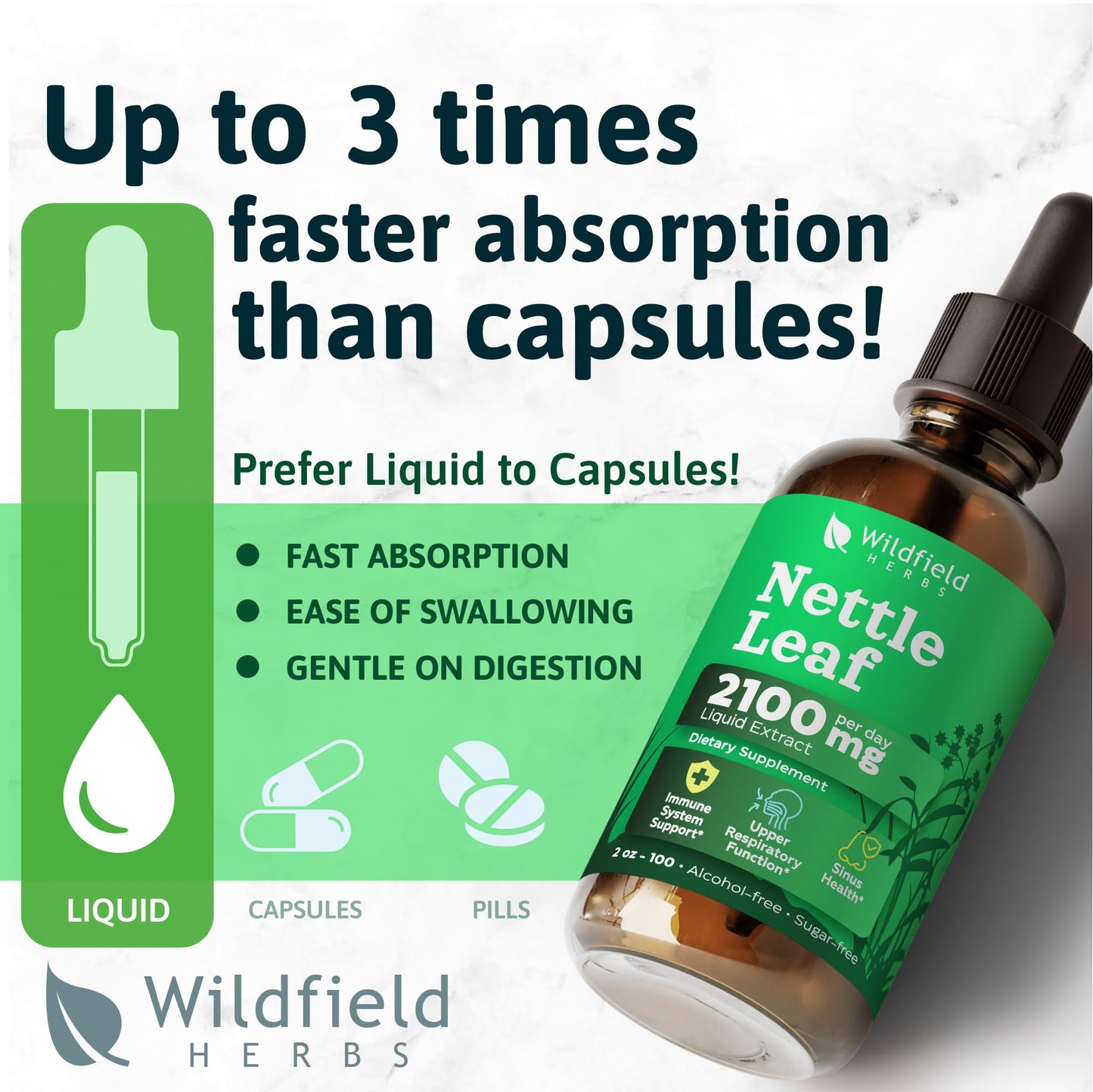 Wildfield Herbs Urtica dioica herbal supplement liquid drops for seasonal allergy relief