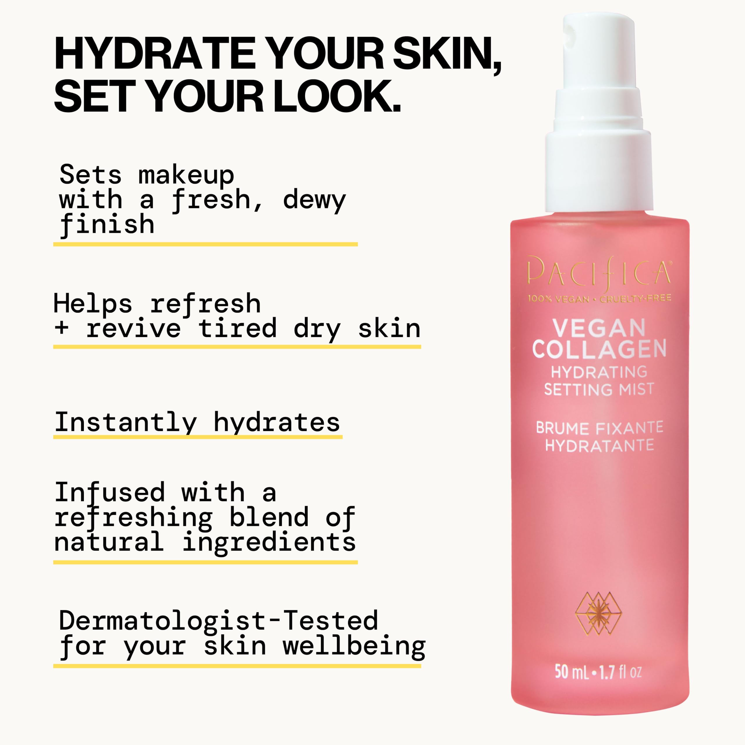 Pacifica vegan collagen setting spray packaging box design
