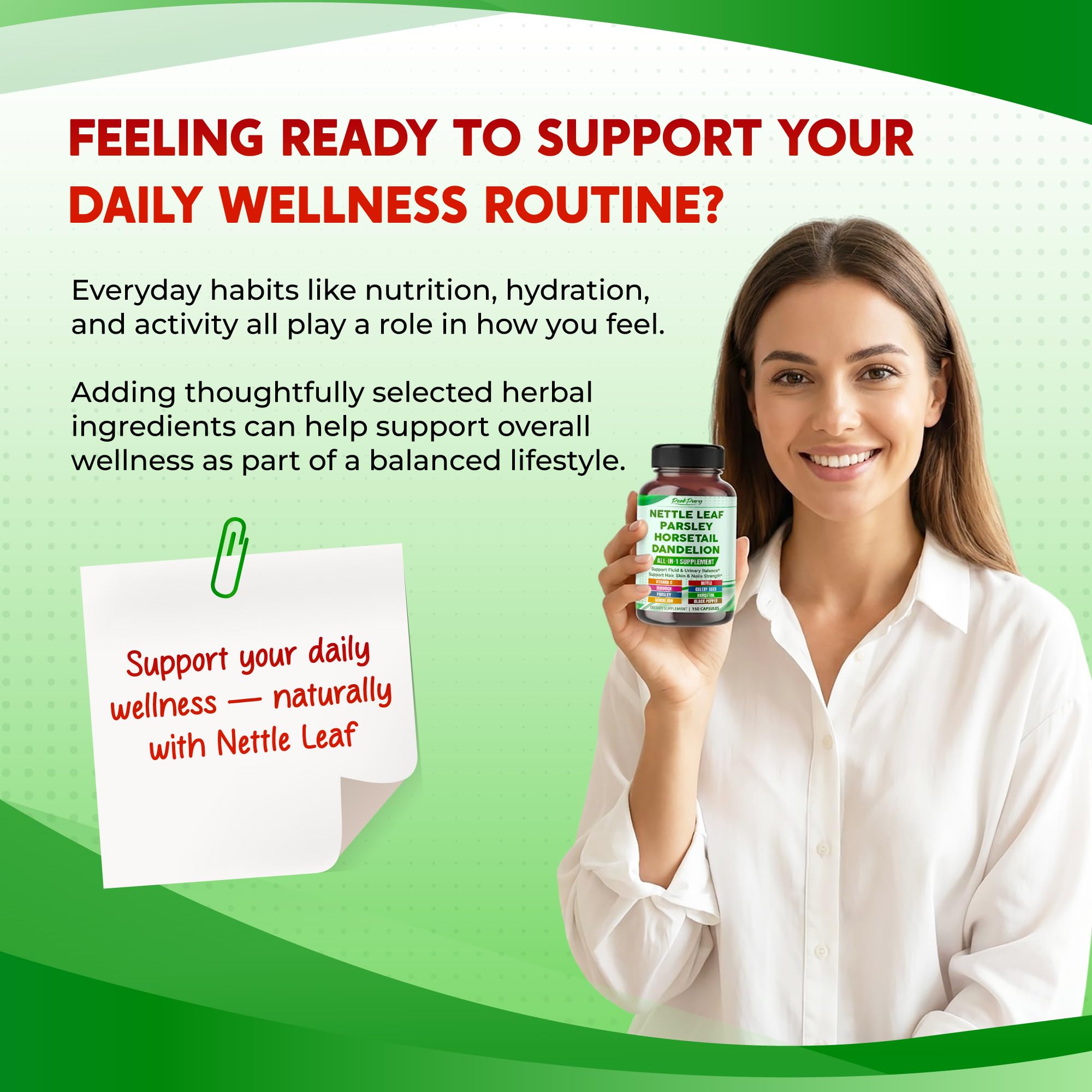 PEAKPURY herbal capsules back label showing biotin and collagen ingredients for hair and skin