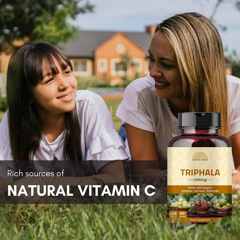 Close up view of the authentic safety seal on a bottle of Hebhac Herbs Triphala capsules.