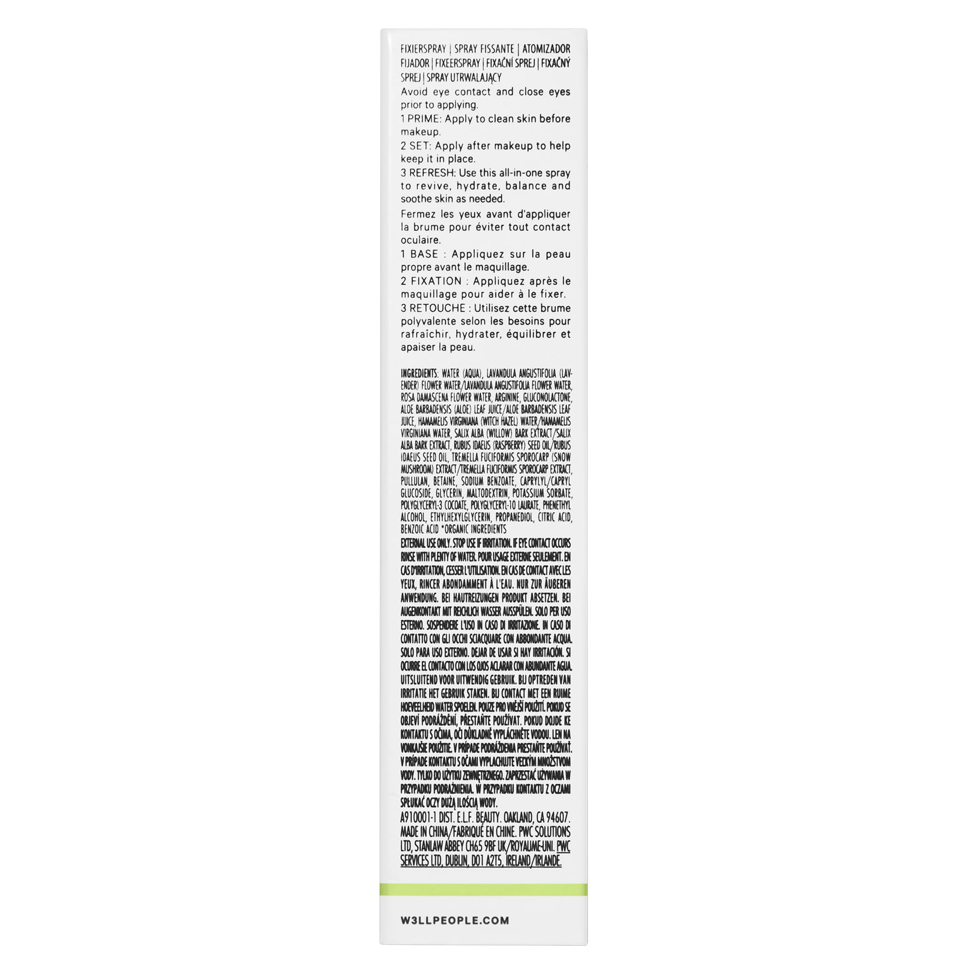Well People plant-powered makeup setting spray demonstrating the lightweight liquid texture.