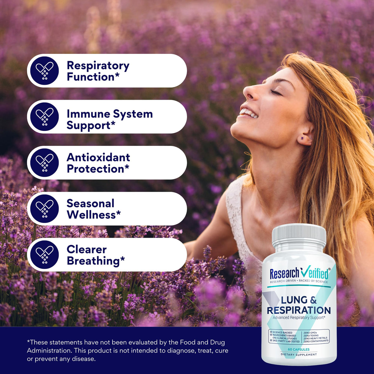 Authentic Research Verified lung health capsules for sinus and seasonal respiratory comfort.