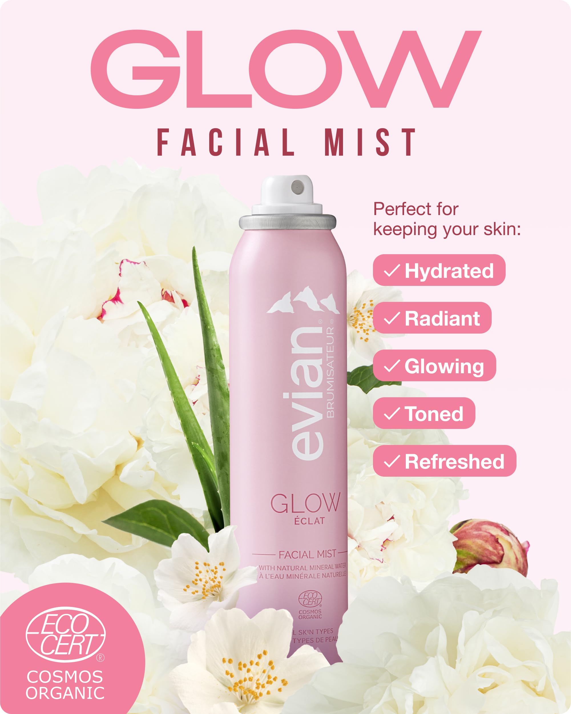 Evian hydrating mineral water face spray side profile