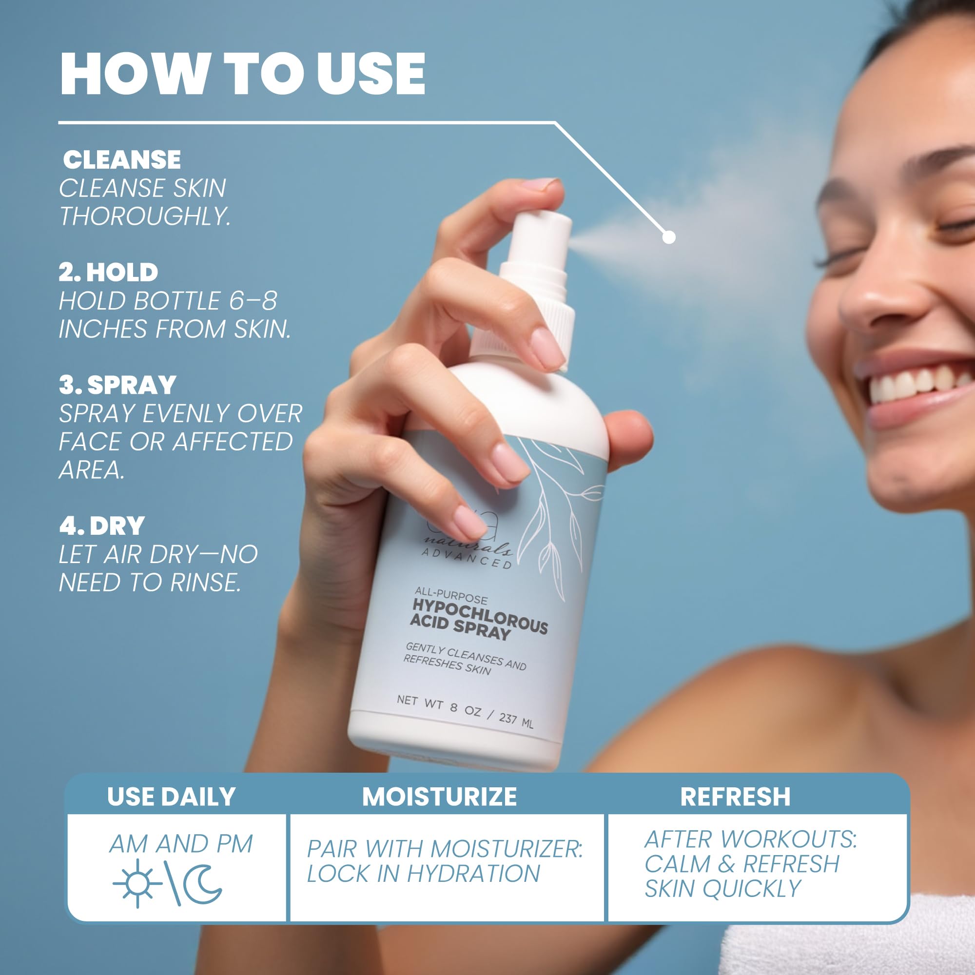 Eva Naturals hypochlorous acid spray for sensitive skin texture shot