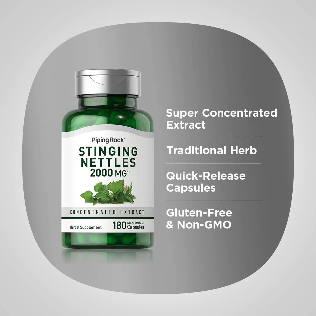 Piping Rock Stinging Nettles 180 capsules packaging side
