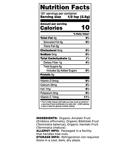 Terrasoul Superfoods 2lb bulk pouch of non-GMO vegan certified triphala powder on a solid background.