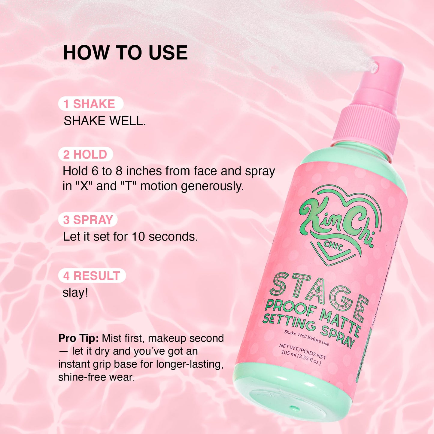 KimChi Chic long lasting matte finishing spray for oil control beauty routine