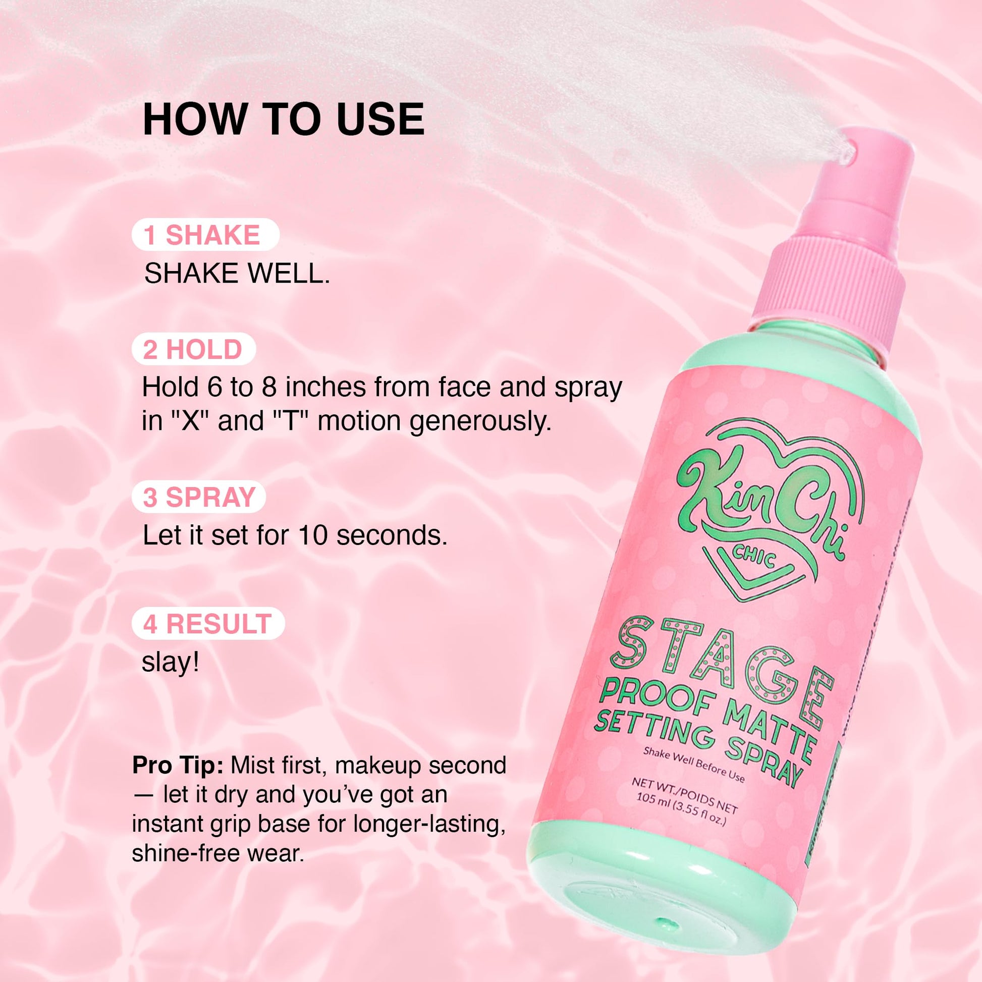 KimChi Chic long lasting matte finishing spray for oil control beauty routine