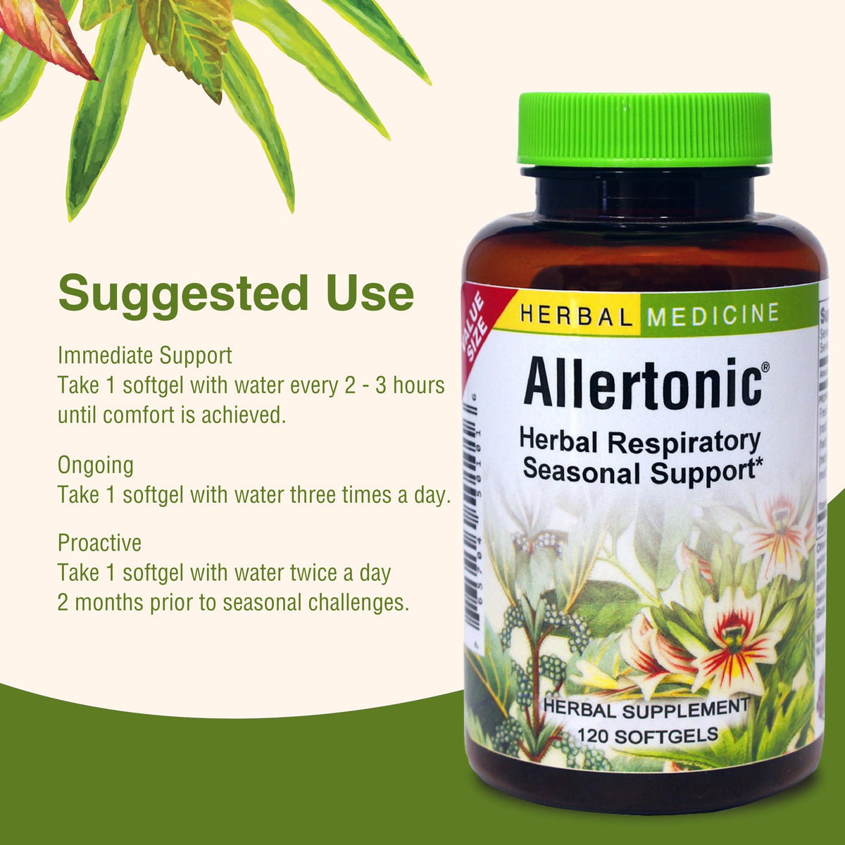 Allertonic 120 count softgels bottle top view